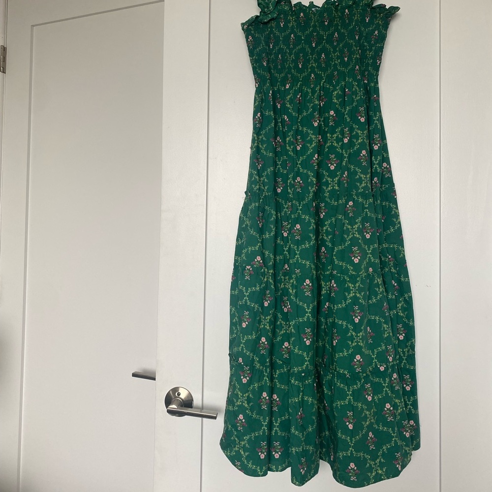 Hill House Home emerald trellis Ellie nap dress